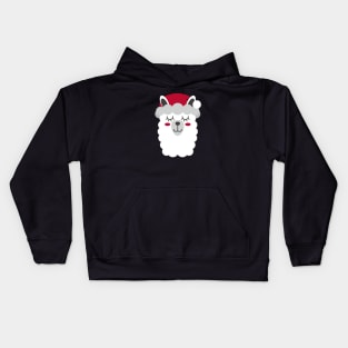 Cute Christmas Llama - Santa Hat Kids Hoodie